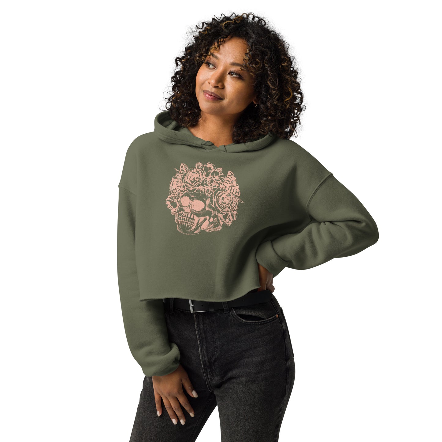 Flower Skull Crop Hoodie