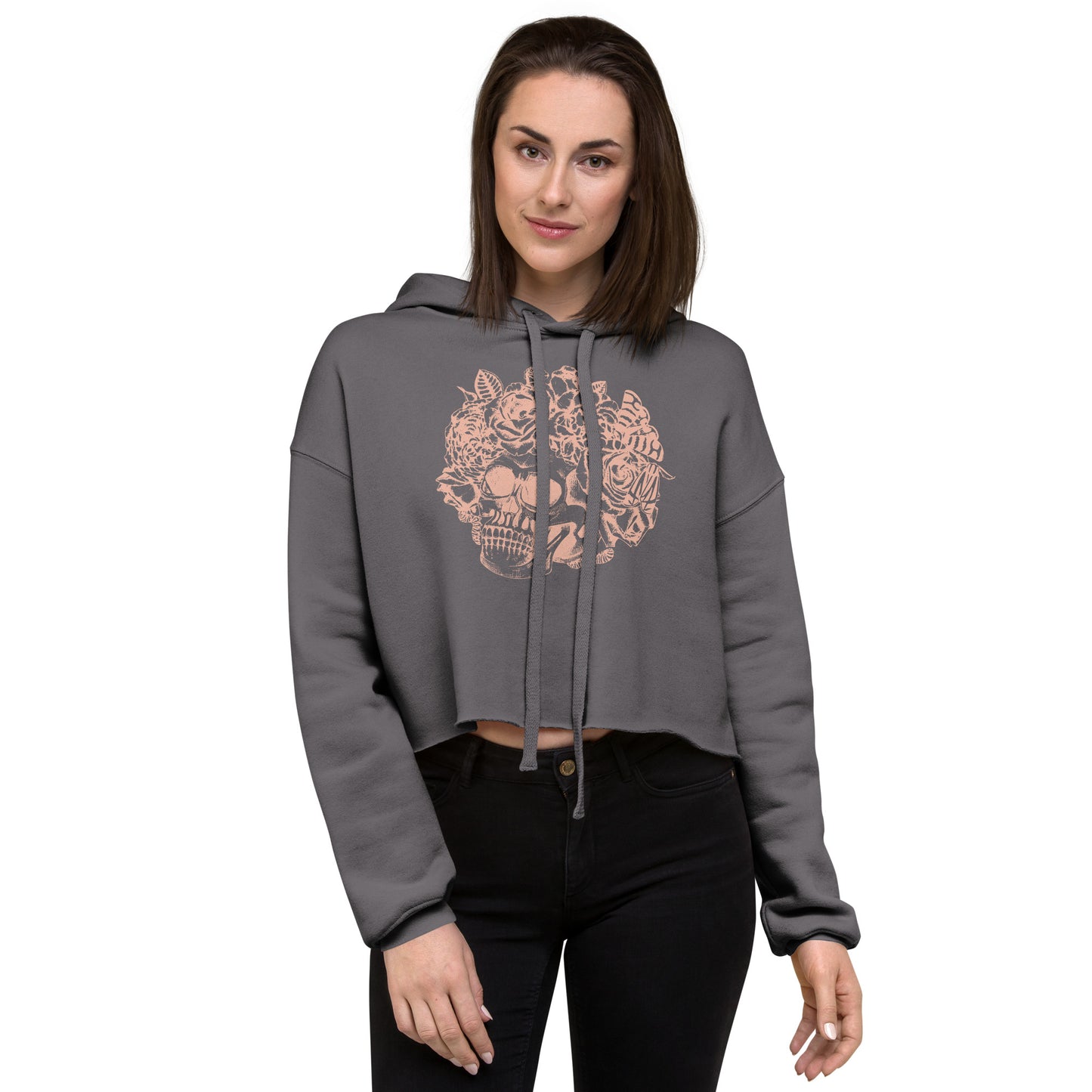Flower Skull Crop Hoodie