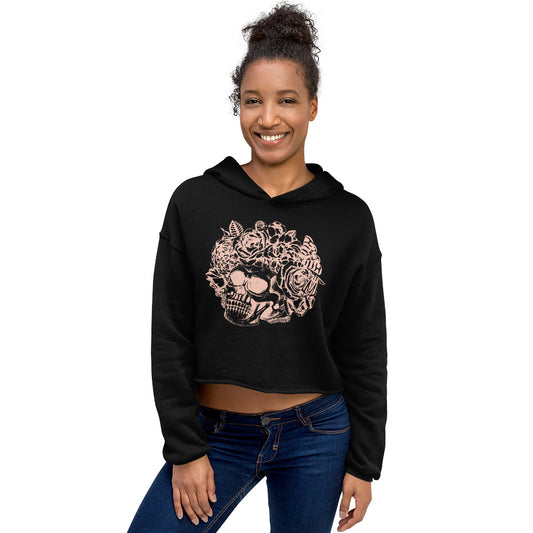 Flower Skull Crop Hoodie